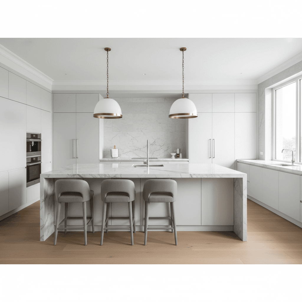 Luxury kitchen with marble countertop and premium finishes