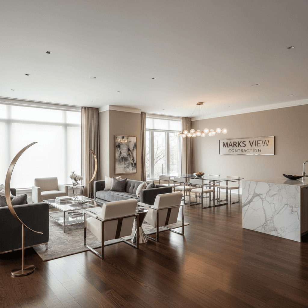 Open-concept luxury home interior with modern design